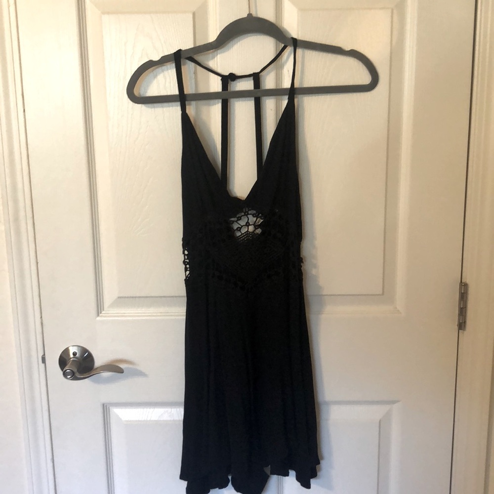 Black Summer Romper w/ crochet center